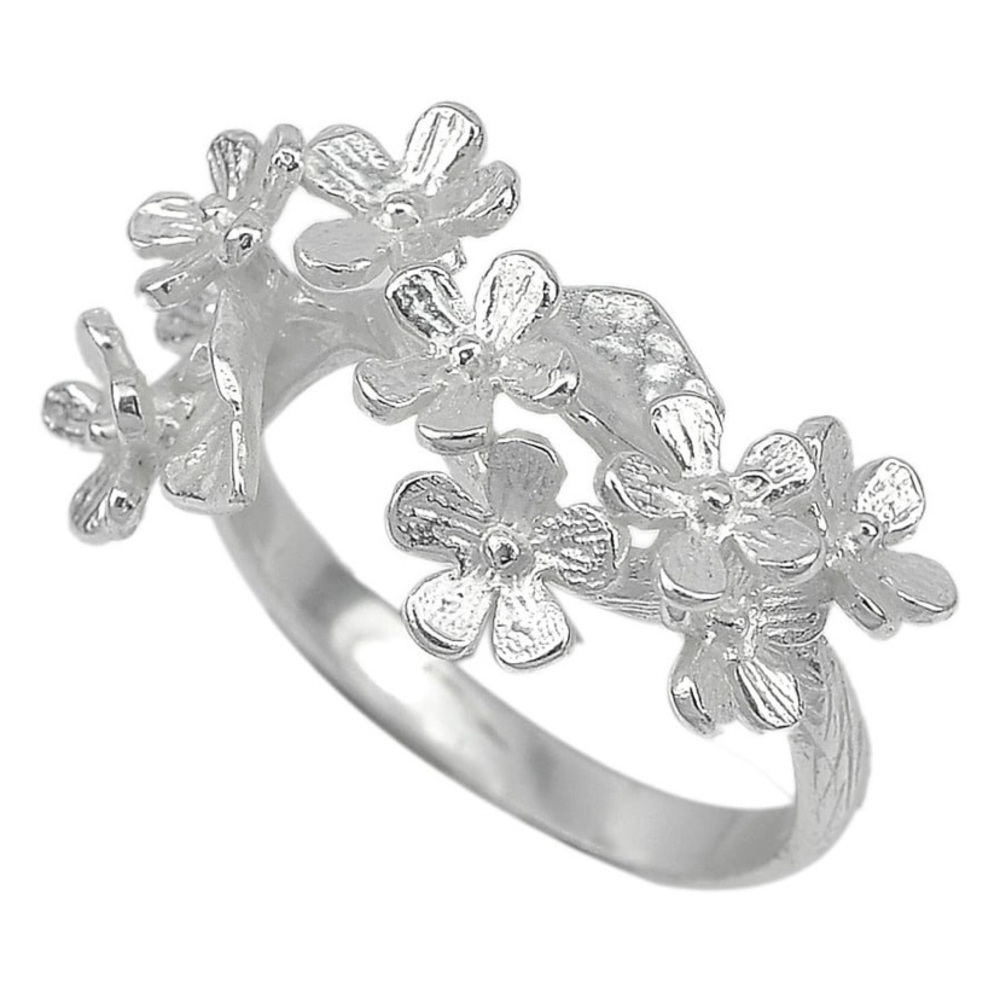 Sterling Silver Flower‎ Design Ring Size 8